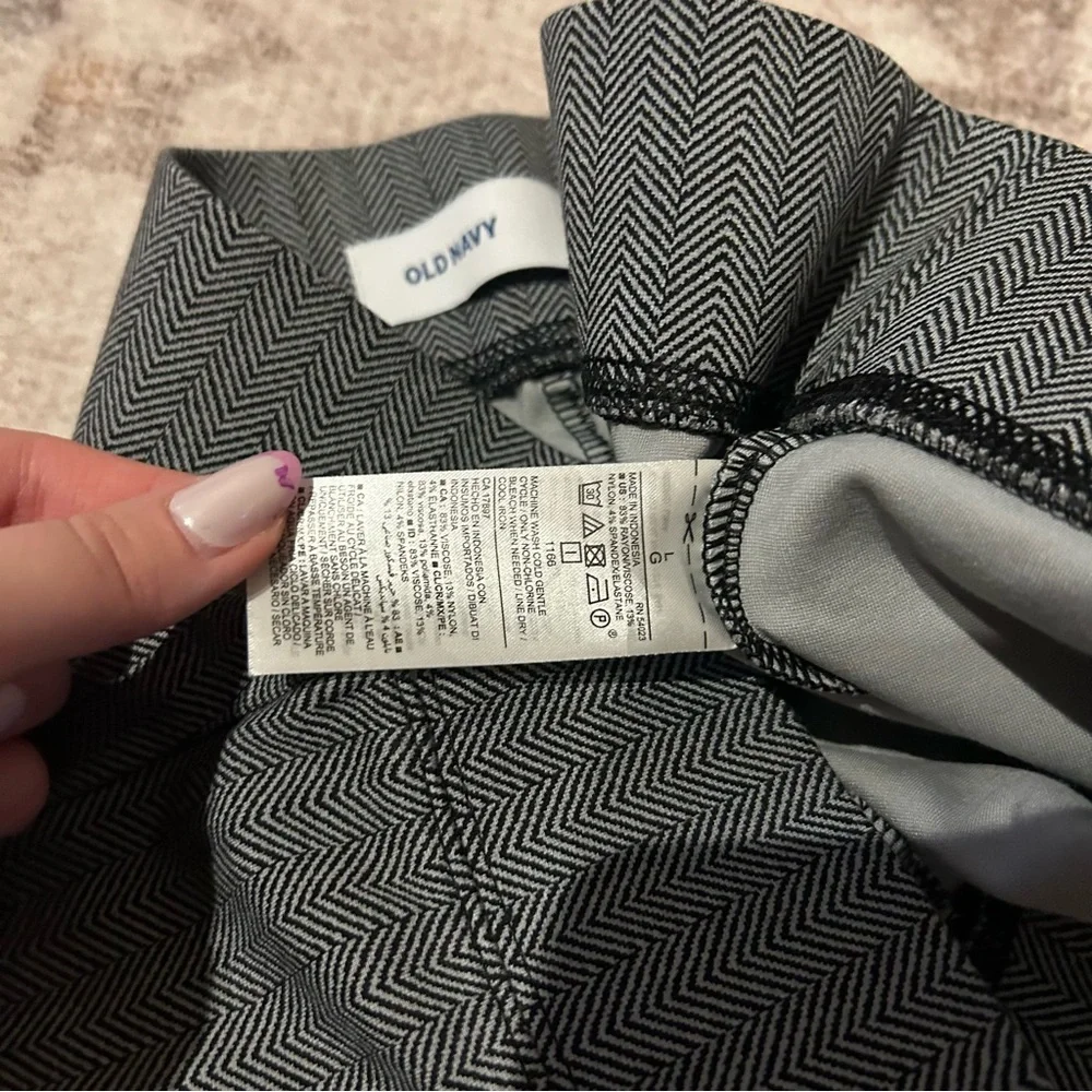 Old Navy Stevie High Rise Gray Herringbone Women's Skinny Fit Pants Size Large